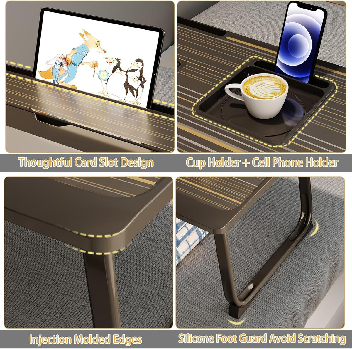 Adjustable Laptop Desk for Bed with 6 Different Angles