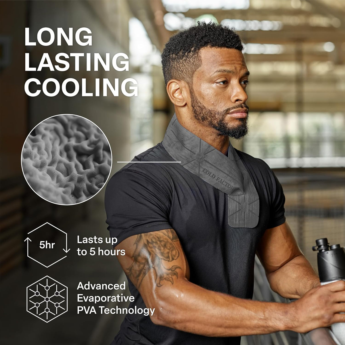 Instant PVA Cooling Towels, Cooling Neck Wraps, Gray, 3 Pack