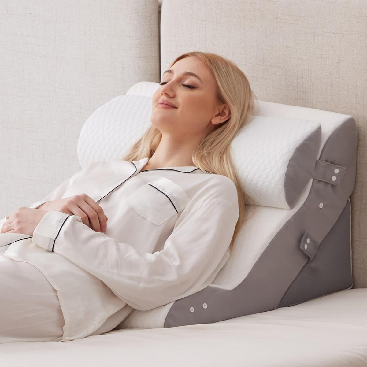 Wedge Pillow Set for after Surgery, Bed Wedge Pillow, White