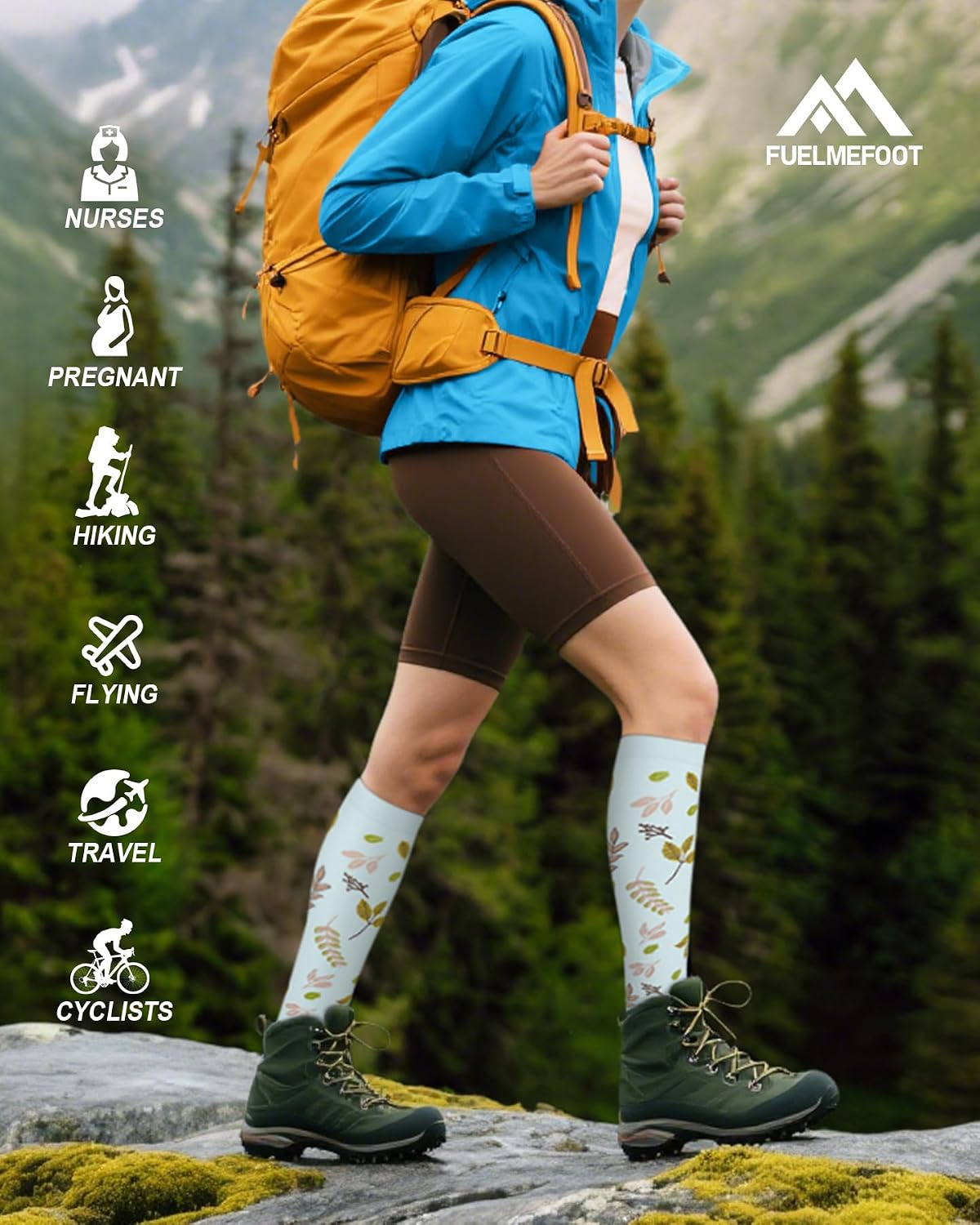 6 Pairs Compression Socks for Women & Men 15-20Mmhg Knee High Socks
