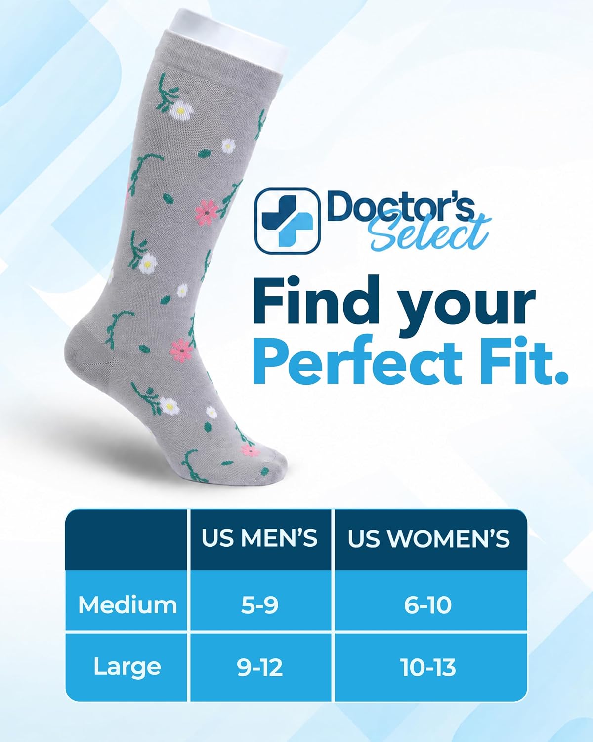 ® Bamboo Viscose Light Compression Socks for Women & Men - 3 Pairs, 8-15 Mmhg Compression Socks, Knee High