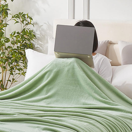 Throw Sage Green Fleece Blanket, Soft Flannel Bed Blanket