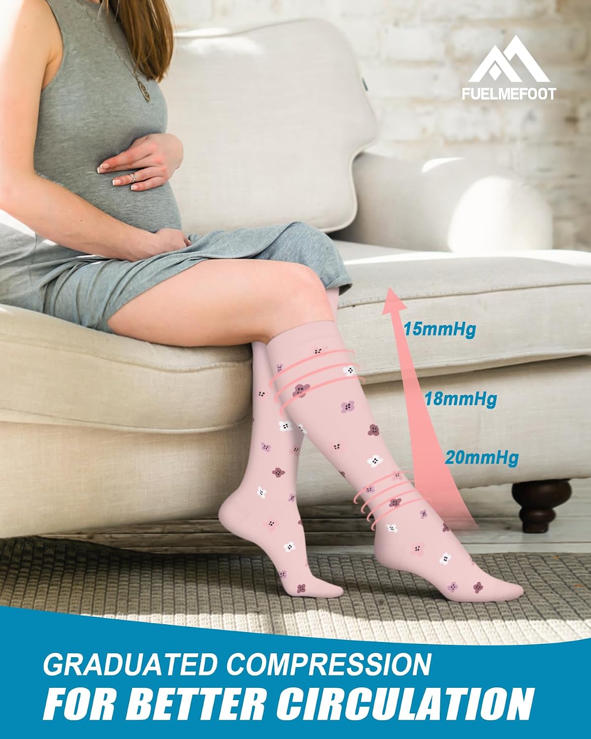6 Pairs Compression Socks for Women & Men 15-20Mmhg Knee High Socks