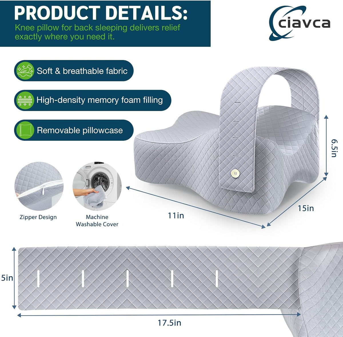Knee Pillow for Side Sleepers Hip Pain Relief with Adjustable Strap