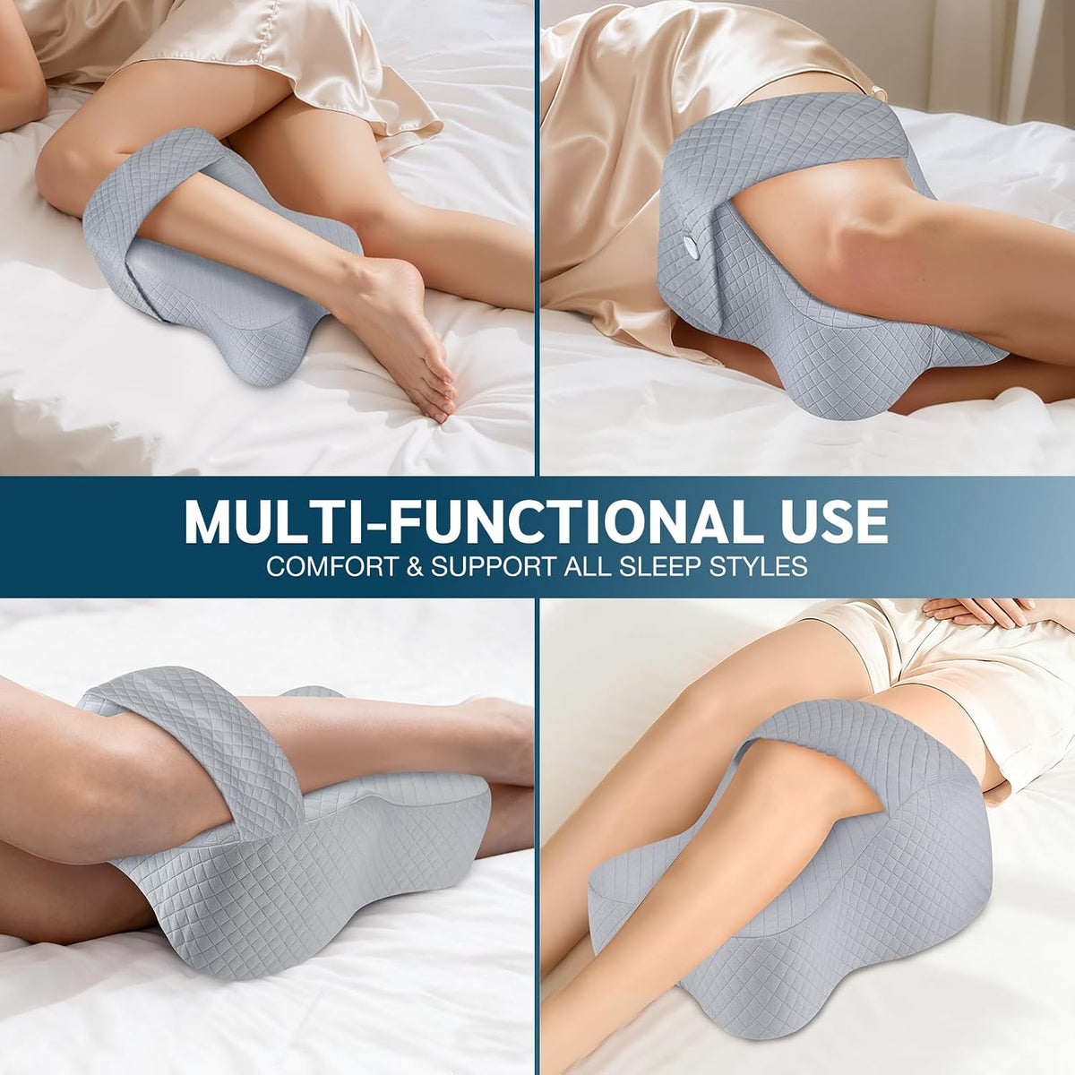 Knee Pillow for Side Sleepers Hip Pain Relief with Adjustable Strap
