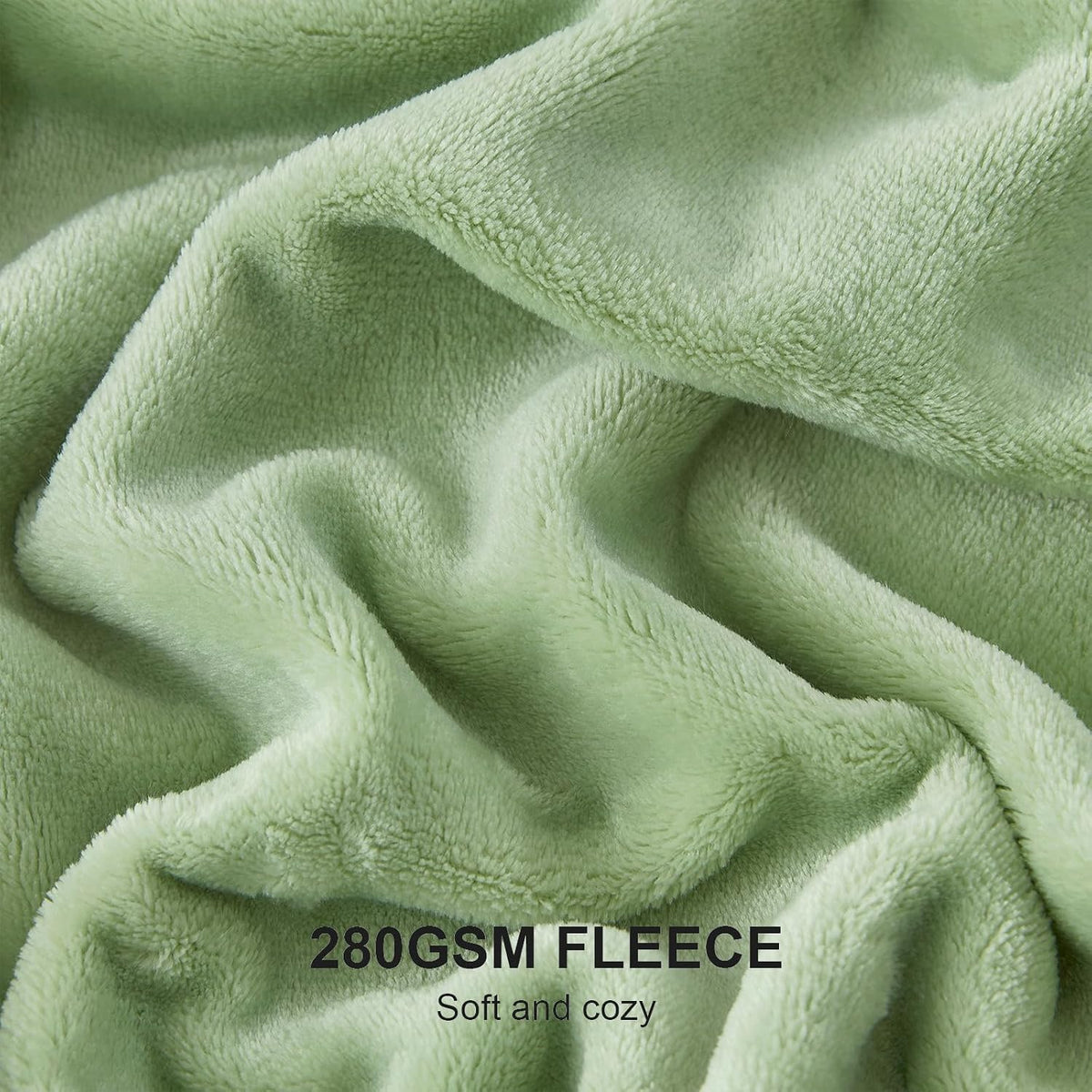 Throw Sage Green Fleece Blanket, Soft Flannel Bed Blanket