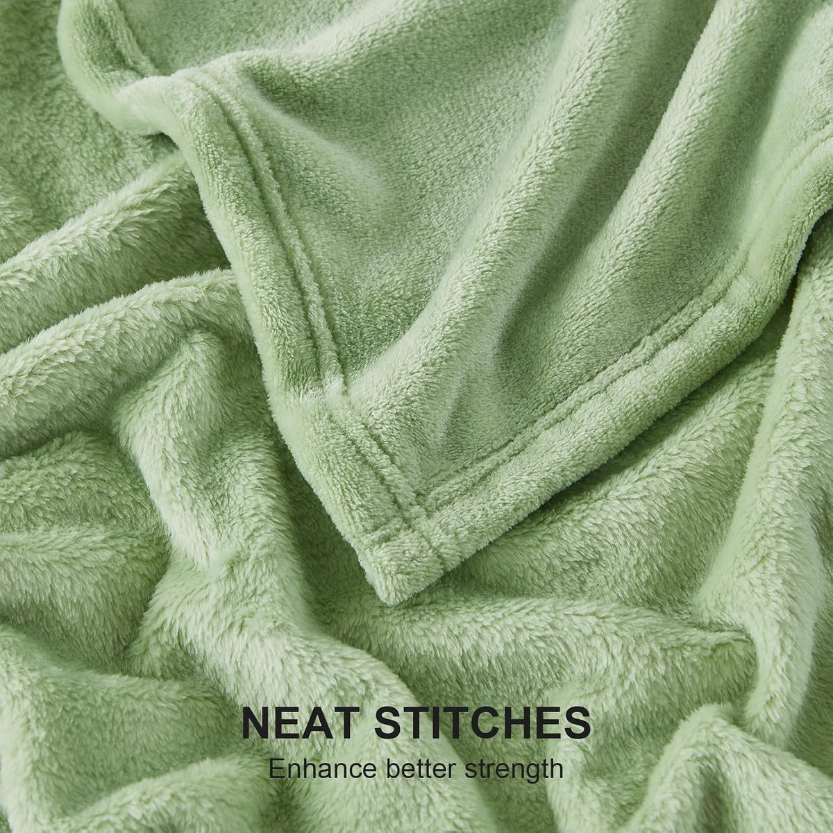 Throw Sage Green Fleece Blanket, Soft Flannel Bed Blanket