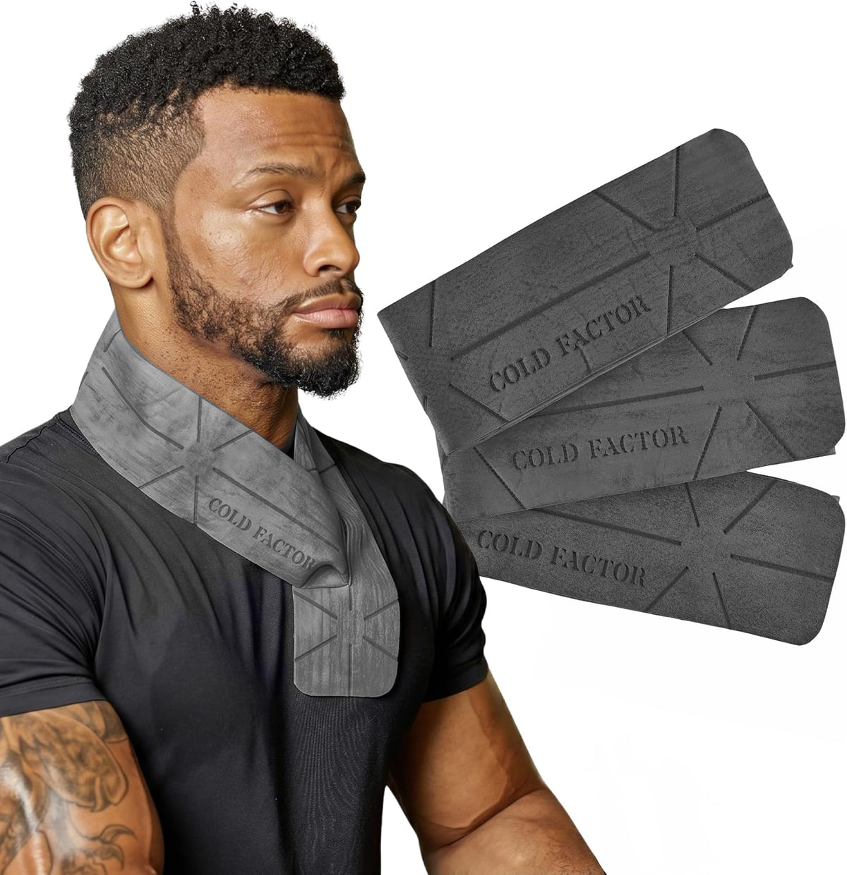 Instant PVA Cooling Towels, Cooling Neck Wraps, Gray, 3 Pack