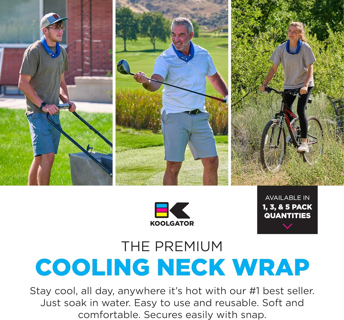 Evaporative Cooling Neck Wrap, Gray, 1 Pack