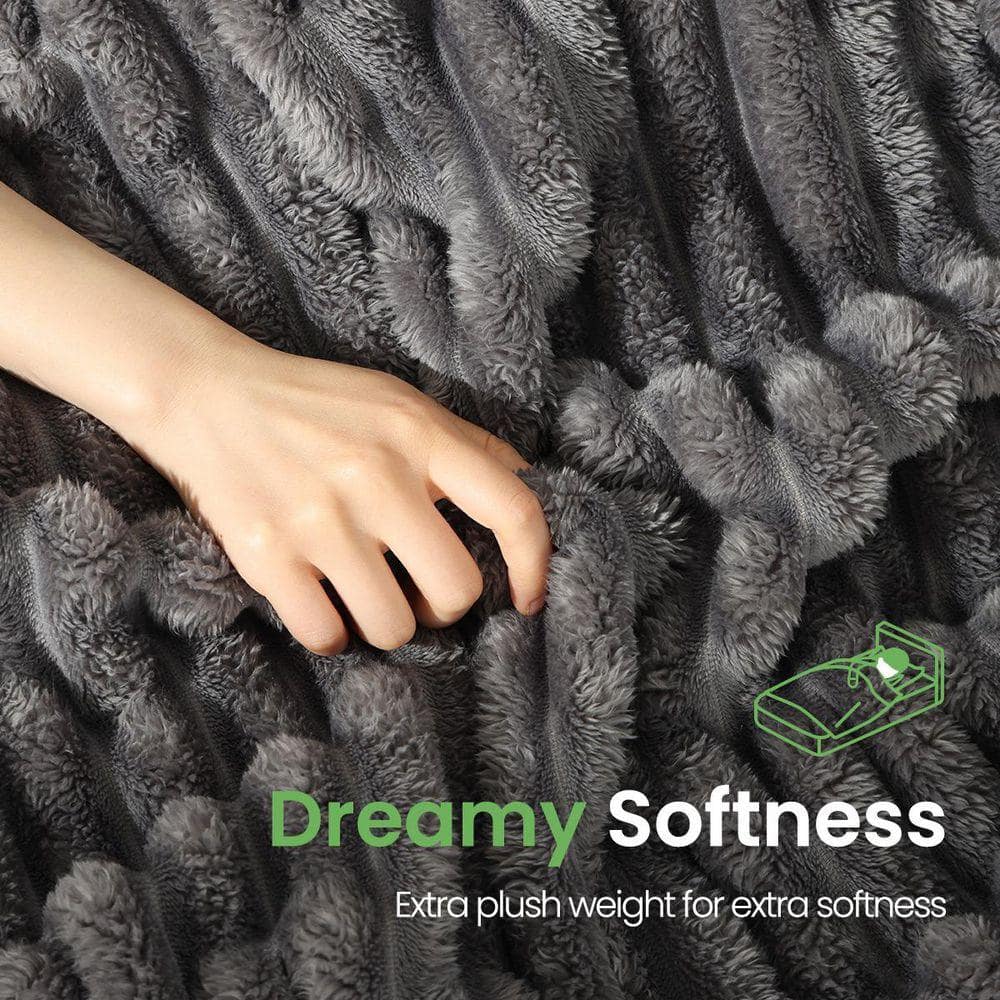 Gray Unthemed Winter Warm Throw Blanket-Super Soft Cozy Fleece Thick Sherpa Blanket Plush for Women-Throw Size
