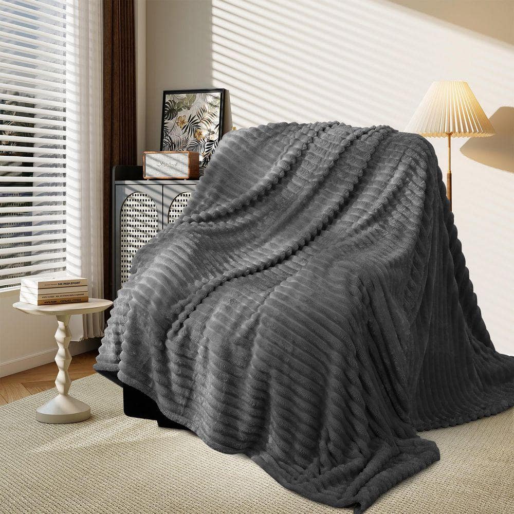 Gray Unthemed Winter Warm Throw Blanket-Super Soft Cozy Fleece Thick Sherpa Blanket Plush for Women-Throw Size