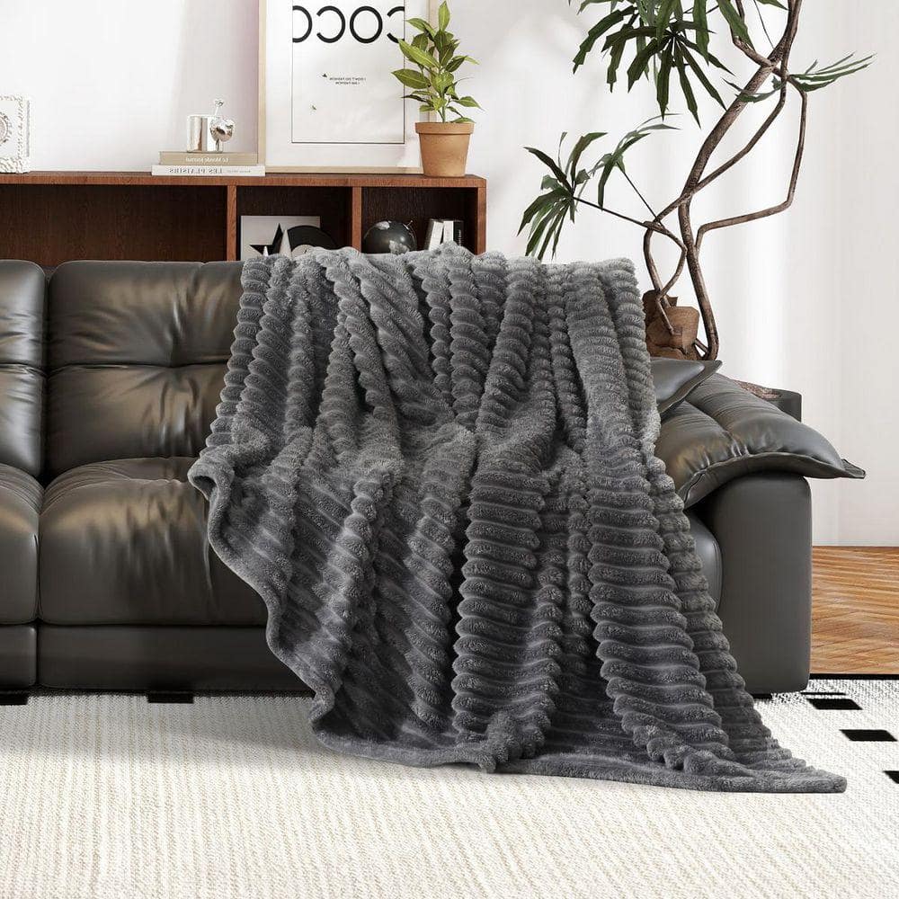 Gray Unthemed Winter Warm Throw Blanket-Super Soft Cozy Fleece Thick Sherpa Blanket Plush for Women-Throw Size