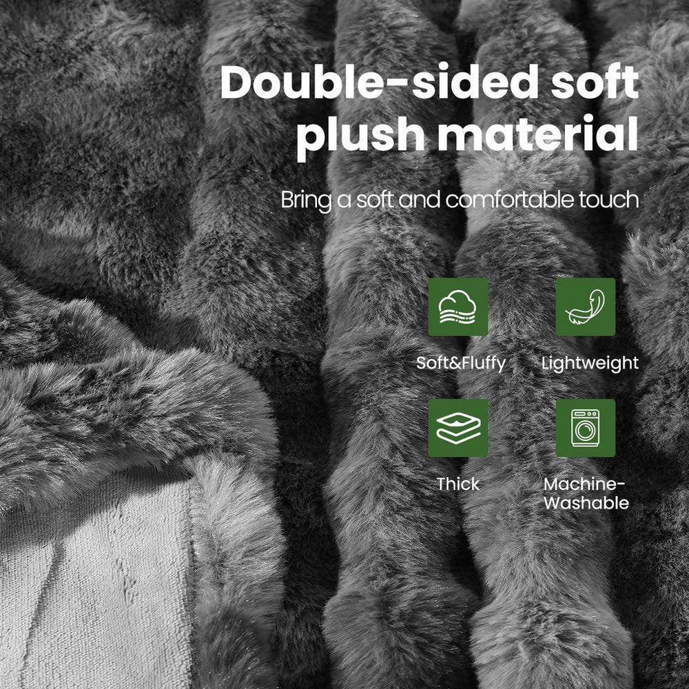 Gray Unthemed Winter Warm Throw Blanket-Super Soft Cozy Fleece Thick Sherpa Blanket Plush for Women-Throw Size