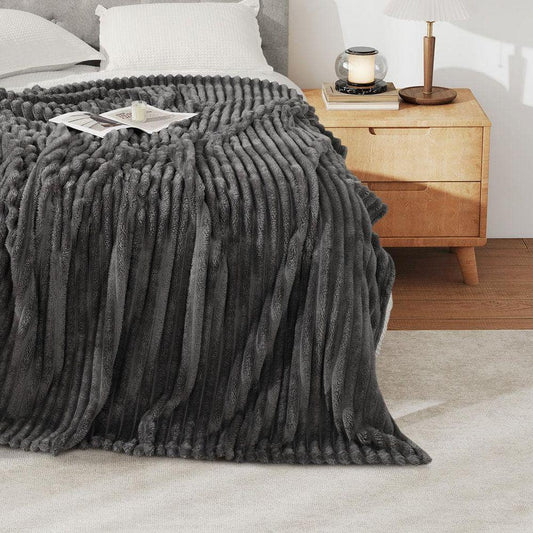 Gray Unthemed Winter Warm Throw Blanket-Super Soft Cozy Fleece Thick Sherpa Blanket Plush for Women-Throw Size